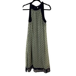 Jonathan Martin Navy & Green Polka-a-Dot Dress Lined Tie Halter 10